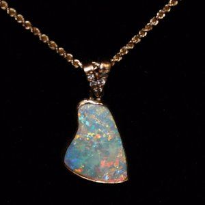 Opal Pendant Australian Crystal Opal 14k Yellow Go